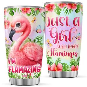 Flamingo Coffee Tumbler Travel Mug With Lid Cute Birthday Gifts For Women Mom...