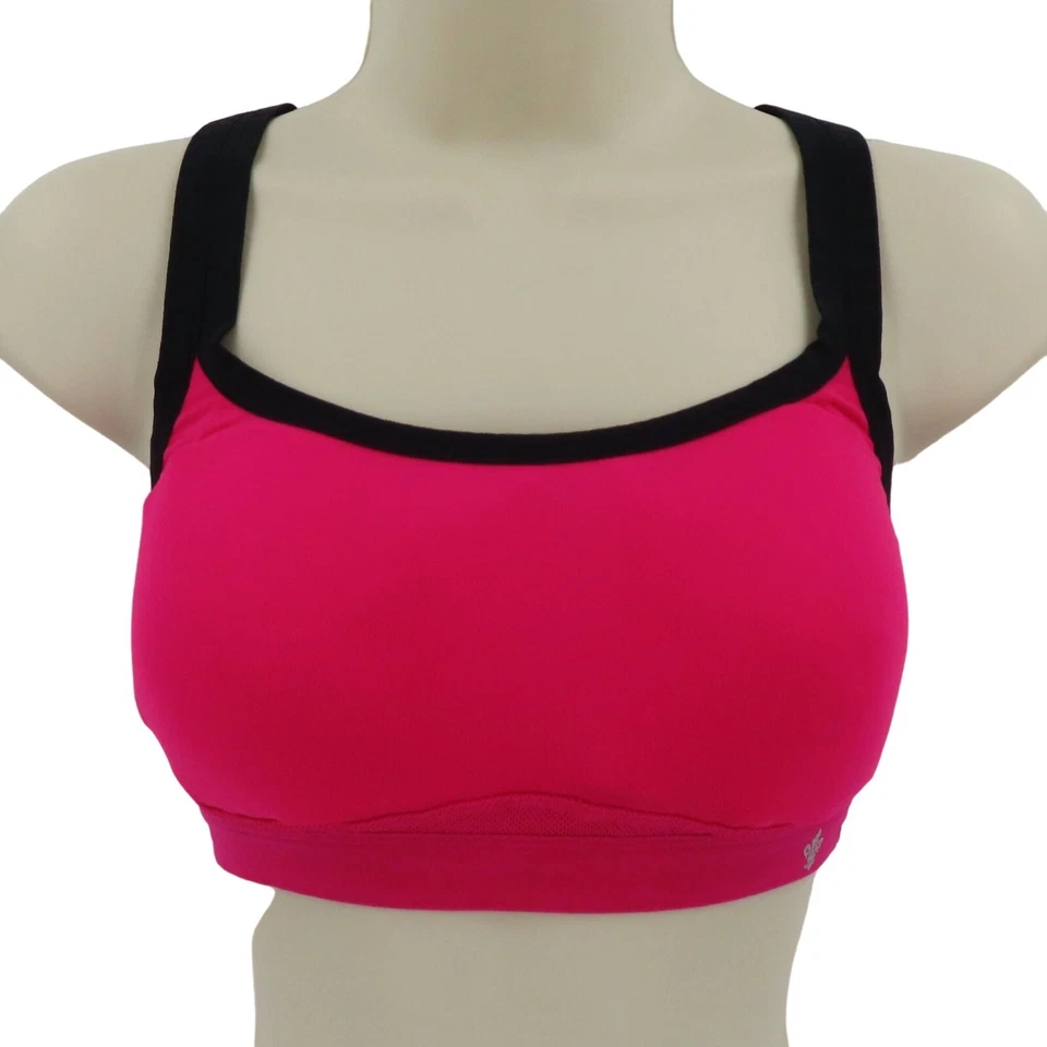 Sujetador deportivo Lily of France para mujer mediano rosa negro con tiras busto acolchado inalámbrico Foto 1 de 4