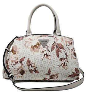 NEW GUESS Tupelo White Pink Floral Print Medium Crossbody Satchel Handbag Purse - Picture 1 of 7