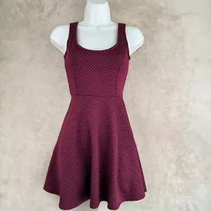 Forever 21 Kleid Damen S rot weinrot gepunktet A-Linie Mini Stretch Skater Goth - Bild 1 von 9