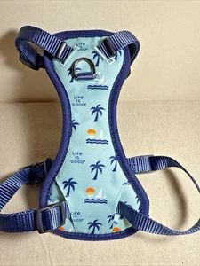 Life is Good Dog Harness Palm Tree Sailboat Print Blue Small Adjustable - Picture 1 of 7