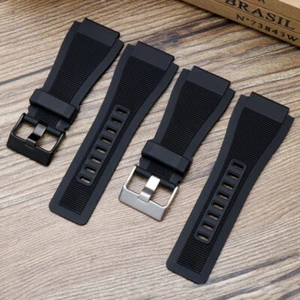 24 mm für Bell & Ross BR001 BR003 Schwarz Silikon Uhrenarmband Armband Ersatz - Bild 1 von 9