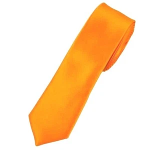 NEW Bright Neon Orange Pumpkin Halloween Color Men's Tie USA SELLER - Picture 1 of 2