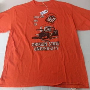 Oregon State University T-Shirt L Orange Short Sleeve Follow Me To Beaver NWT - Picture 1 of 15
