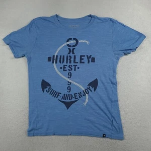 Hurley Shirt Graphic Tee Adult Short Sleeve Sz S Casual Anchor Blue - Picture 1 of 10