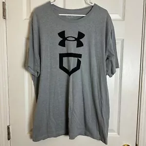 Under Armour Gray Loose Fit Baseball Home Base Short Sleeve Shirt Men Size XXL - Picture 1 of 5