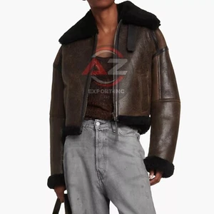 Womens B3 RAF Aviator Bomber Flying Real Cowhide Leather Jacket Coat - Picture 1 of 11