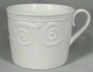 Wedgewood Traditions Mug Bone China White Flat Cup Embossed Swirls Coffee Tea - Picture 1 of 6