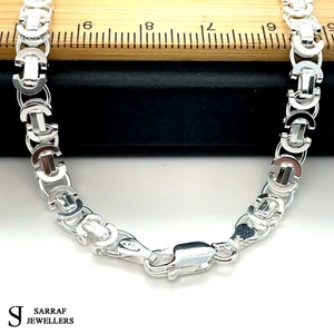 FLACHE BYZANTINISCHE Kette 925 Sterlingsilber massiv Herren Damen Armband 5 mm 18 ZOLL - Bild 1 von 10