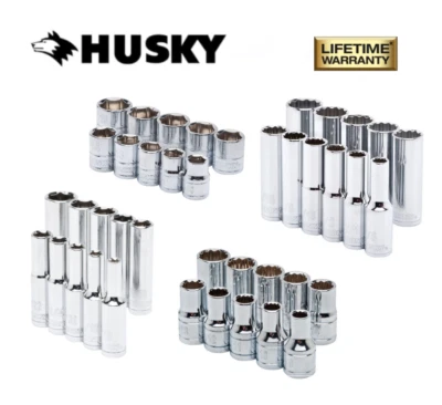 New Husky Socket 1/4", 3/8" or 1/2" Drive 6/12 Pt Shallow / Deep SAE mm Any Size - Image 1 of 4