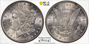 1886 P $1 MORGAN SILVER DOLLAR PCGS AU58 Protected by Gold Shield & TrueView - Picture 1 of 3