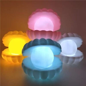 Pink Shell Pearl Night Light, Pink Portable LED Clam Lamp Shell with Pearl Beach - Picture 1 of 14