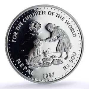 Nepal 500 rupees UNICEF Save the Children Child Year proof silver coin 1997 - Picture 1 of 6