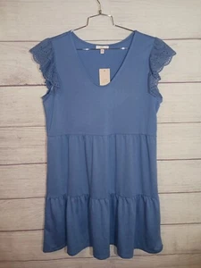 Como Vintage Damen XL süßes Frühlingskleid periwinkle blau Ösenärmel NEU ETIKETT - Bild 1 von 5