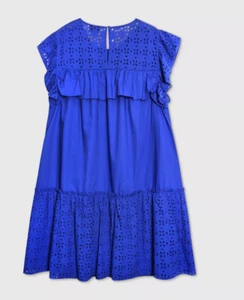 Damen Rüschen ärmelloses Kleid - Who What Wear - blau - verschiedene Größen - S506 - Bild 1 von 3