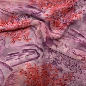 100% Silk Chiffon Light Turquoise Floral 1.3m x 1.35m Remnant, Dress, - Picture 1 of 1