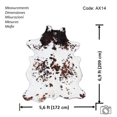 Cowhide Rug Tricolor High Quality Hair on Hide Size: Large(L)AX14 - Image 1 of 4