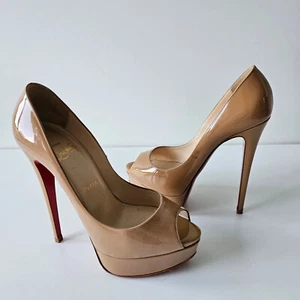 CHRISTIAN LOUBOUTIN Lady Peep 150 Nude Lack Heels 36,5 Very Prive Bianca - Bild 1 von 15