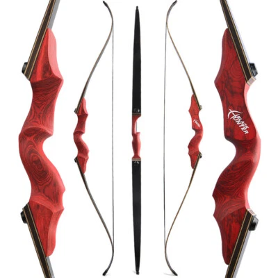 60" Archery 20-60lbs Takedown Recurve Bow America Red Riser Bamboo Core Hunting - Image 1 of 4