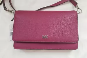 New Michael Kors Crossbodies Phone Crossbody Leather Bag Garnet MSRP $128 - Picture 1 of 5