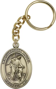 Gold Oxide Guardian Angel Key Ring KeyChain NEW By Bliss MADE USA - Picture 1 of 1