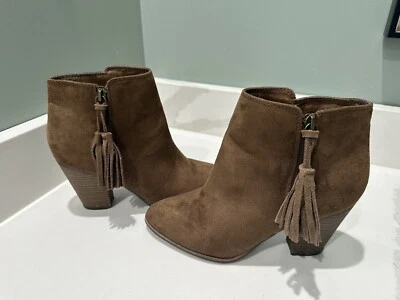 Botas de tornozelo femininas Merona marrom camurça borla tamanho 7 1/2 - Imagem 1 de 4