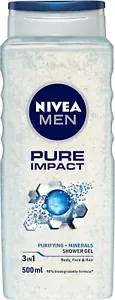 NIVEA MEN Pure Impact Shower Gel 500ml | Men's Refreshing Body Wash - Picture 1 of 5