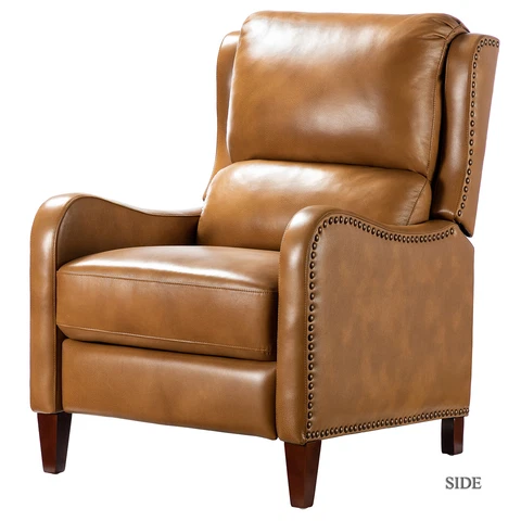 Karat Home Hyde Genuine Leather Recliner - Camel  MSRP $1899.00 Cover