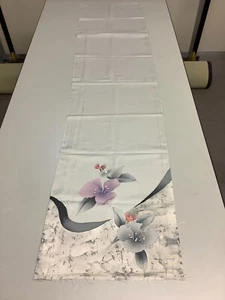 Vintage Japanese Kimono Fabric Boro Fabric Silk Grey Flower Dirt 61.8 x 14.5 ... - Picture 1 of 20