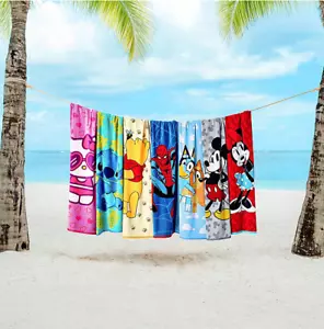 Licensed Character Kids Beach Towel 34" x 64", Assorted Characters-Free Shipping - Picture 1 of 35