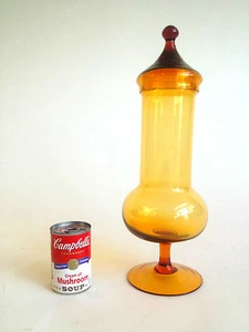 MID CENTURY MODERN EMPOLI APOTHECARY JAR 17'' TALL GLASS AMBER ITALIAN ITALY - Picture 1 of 1