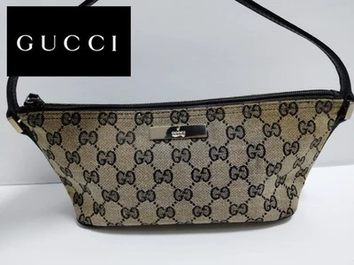 GUCCI GG Bolsa Un Hombro Bolso de Mano Lona Cuero Marrón Logotipo Vintage de Japón Foto 1 de 4