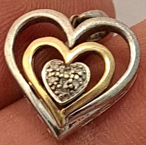 ALWAND VAHAN Plata de Ley Oro 14K Diamantes Reales Corazón Colgante BONITO - Imagen 1 de 6