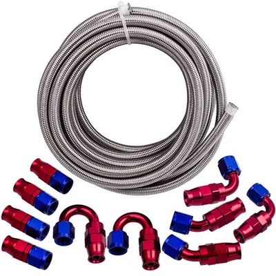 Universal 20feet/6M 8AN PTFE Gas Oil Line Hose AN8 Fitting ends Kit - Immagine 1 di 4