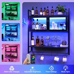 TC-HOMENY LED Gaming Floating Shelves Wall Mounted Display Wood Decor Rack Shelf - Picture 1 of 10