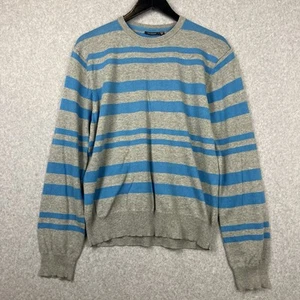 Colorado Jumper Mens Size M Grey Blue Stripe Cotton Knit Crew Neck Sweater - Picture 1 of 10