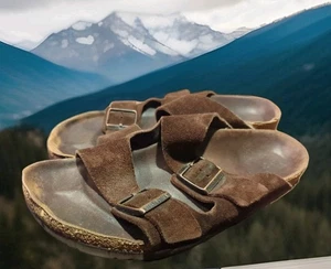 Sandali Birkenstock Arizona moka pelle scamosciata 42 UOMO 9 DONNA 10 marrone scuro - Foto 1 di 9