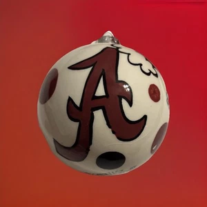Cabells Designs Alabama Crimson Tide Polka Dots Ball Christmas Ornament MADE USA - Picture 1 of 5