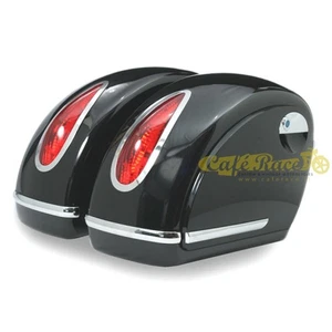 Coppia Borse laterali rigide nero lucido in abs per moto custom 44 litri cad. - Foto 1 di 5