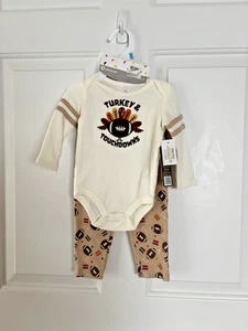 Baby Boys Thanksgiving 3 Pc. Set Turkey & Touchdowns by Baby Starters 6 Mos NEW - Picture 1 of 7