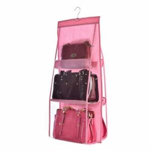 6 Pocket Hanging Handbag Organizer For Wardrobe Closet Storage Bag Door Wall 1Pc