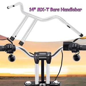 For Harley Softail Sportster Dyna Low Rider 12" Rise MX-T Bars Handlebar Chrome - Picture 1 of 11