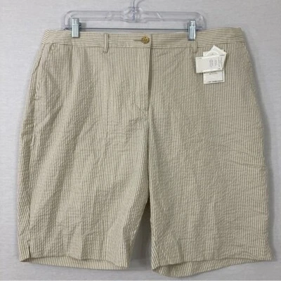Nuevo Charter Club Beige Crema Seersucker Calce Clásico Bermudas Pantalones Cortos Talla 18 Foto 1 de 4