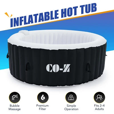 Надувная гидромассажная ванна спа CO-Z, портативная на 4 человека круглая черная со 120 пузырьками - Изображение 1 из 4