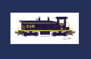 Chesapeake & Ohio SW9 #5087 11""x17"" estampado enmarañado firmado por Andy Fletcher - Imagen 1 de 1