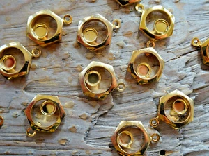 Pendant Round Sawtooth Bezel Hexi-Lexi Hamilton Gold Plated 5mm (pkg 12) 1043 - Picture 1 of 6