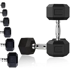 Hex Dumbbells Rubber Weight Set Home Gym Tricep Hexagonal Ergo Fitness Training - Picture 1 of 49