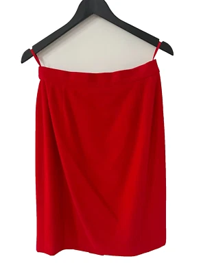 Falda lápiz de lana de angora de cachemir más suave ESCADA de la década de 1980 rojo fuego talla 10 vintage Foto 1 de 4