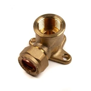 15mm x 1/2" Wall Plate Elbow Compression Brass - Picture 1 of 1