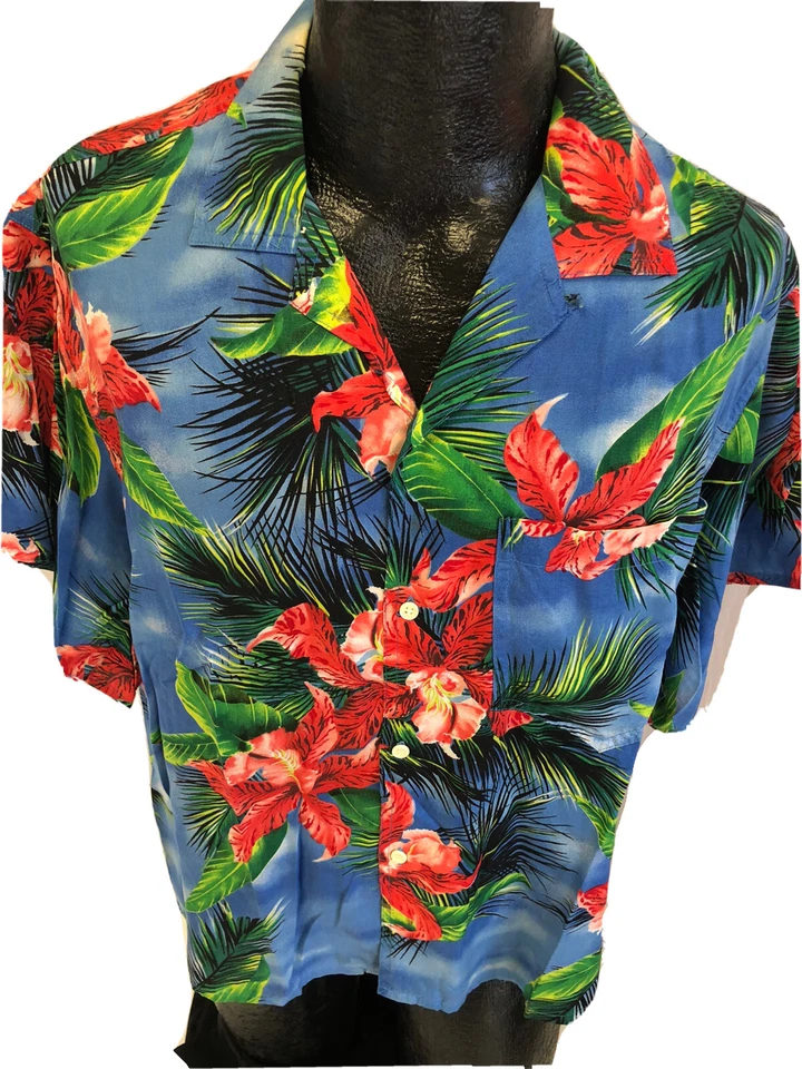 Vtg 80's Esprit Sport FLORAL Hawaiian Rayon RETRO SURFER LOOP Collar Camp Shirt - Image 1 of 4
